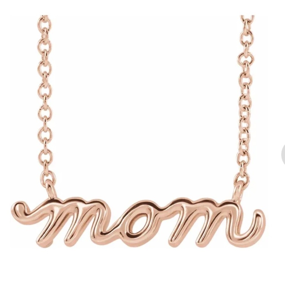 🩷 Mom 🩷 14k Rose Gold Petite Mom Script 18" Necklace for Mother’s Day!